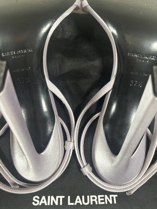 Saint Laurent YSL Lila Sandals Crepe Satin Lilac Light Purple Color Size 37.5 - Picture 6 of 10